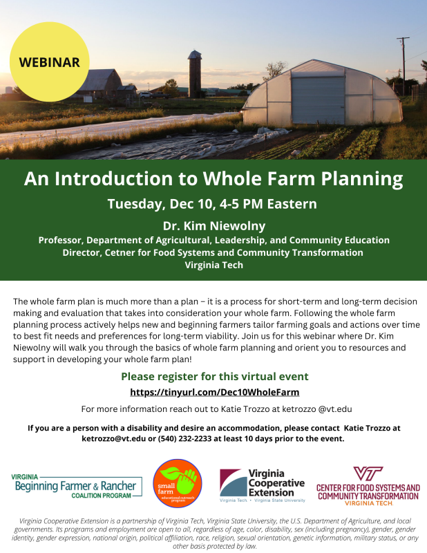 image of the flyer for the whole farm planning webinar
